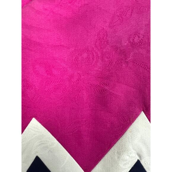 Vintage 80s Pink White Blue Chevron Embossed Floral Sheath Dress 8P Warren - Picture 3 of 7